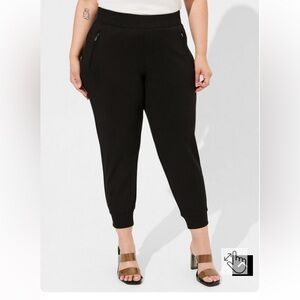 Torrid Relaxed Fit Jogger Lightweight Ponte Mid Rise Pant Black